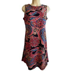 Tommy Hilfiger Black Paisley Stretch Sheath Midi Dress Sz 2